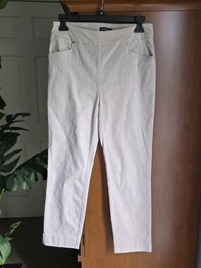 Hillary Radley Cream Cropped Pull-On Ankle Pants